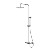 VERDI, CROM, COLOANA DE DUS CU BATERIE TERMOSTATA, PALARIE ROTUNDA FI 25CM, PARA DUS 1 JET, FURTUN 150CM, BARA AJUSTABILA 86-116CM, 41635